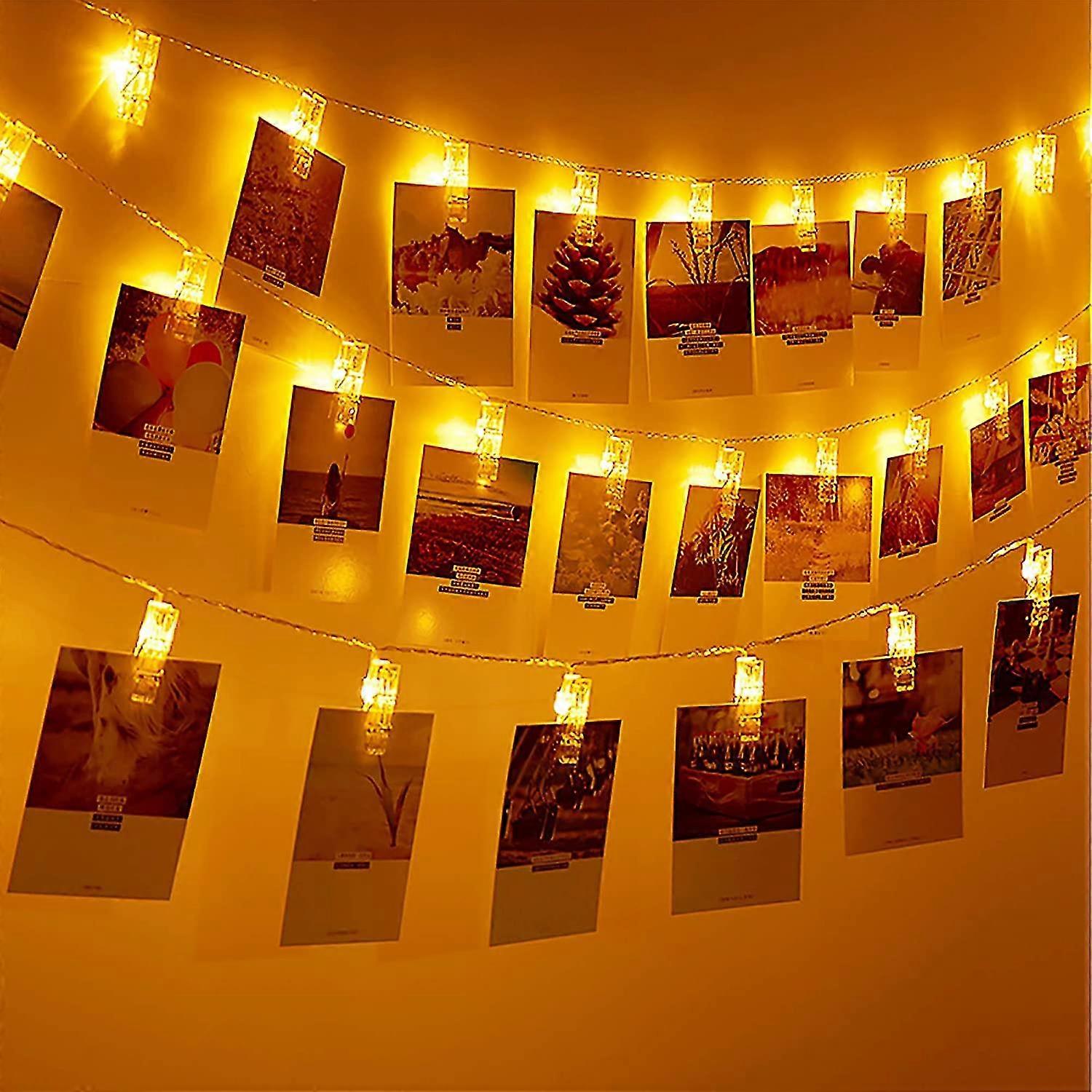 Light Chain With Clips For Photos, 8 Modes Photo Clips Light Chains Usb / Battery Operated Photo Light Chain Photo Light Chain For Rooms, Bedrooms, Pi