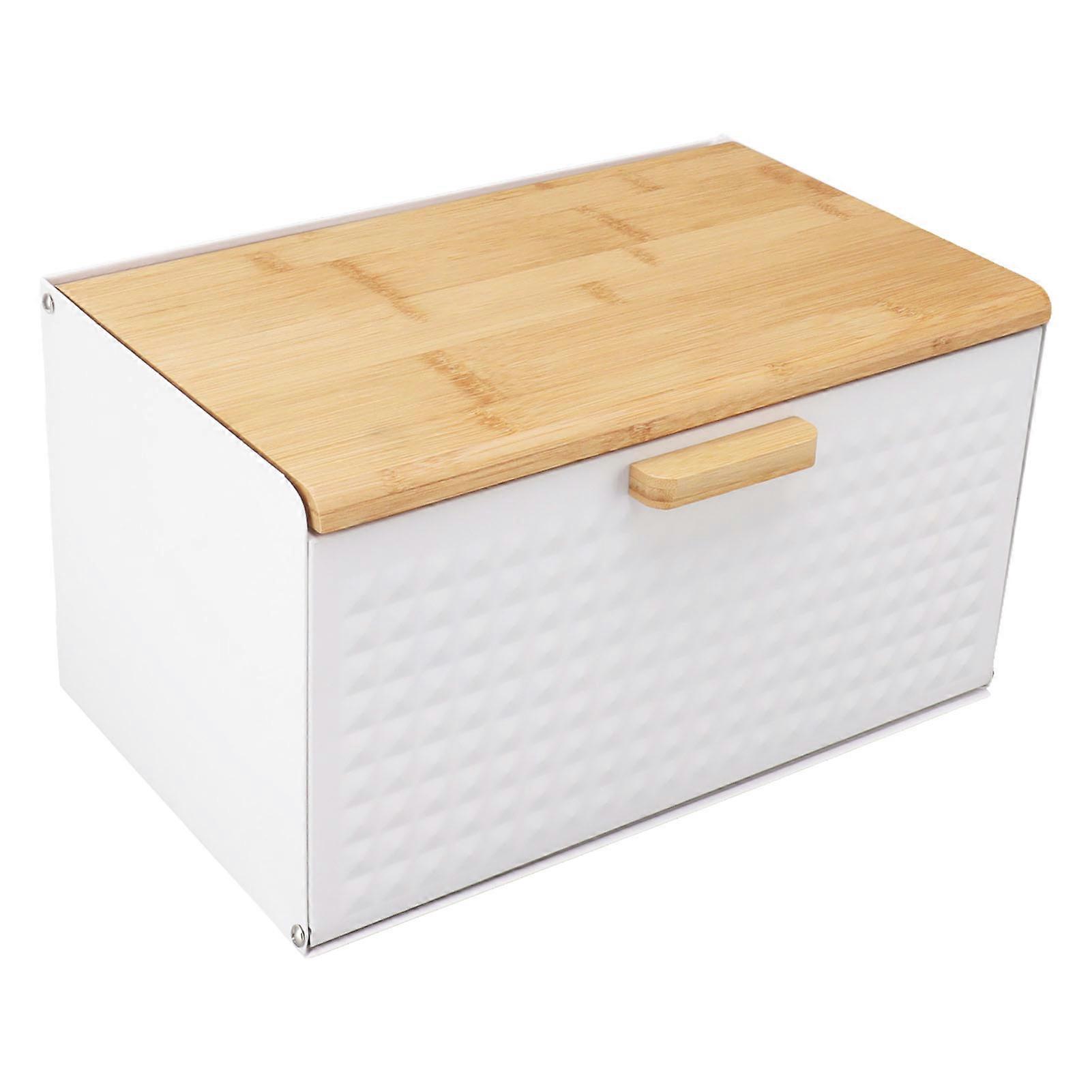 صندوق خبز خشبي أبيض سعة كبيرة خمر طبيعي ثقيل المطبخ كونترتوب تخزين بن