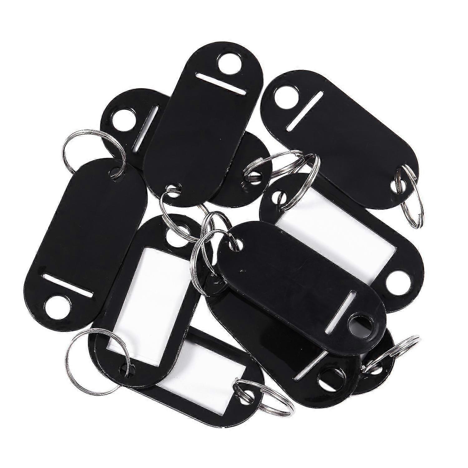 Black Plastic Key Chain / Id Tag, 10 Pieces - Silver, One Size