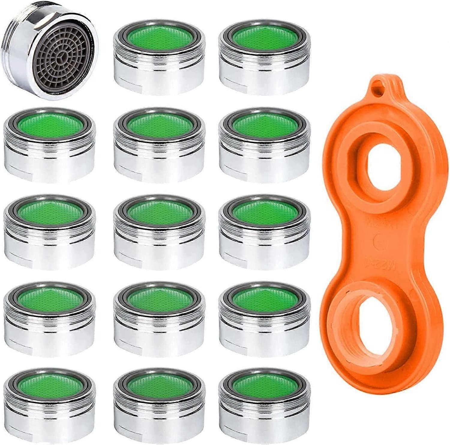 15pcs Faucet Aerator, Stainless Steel M24 Faucet Aerator with ABS Filter, Water Saving Nozzle Spray Aerator Kitchen and Bathroom Faucet Hardware+15 Ga