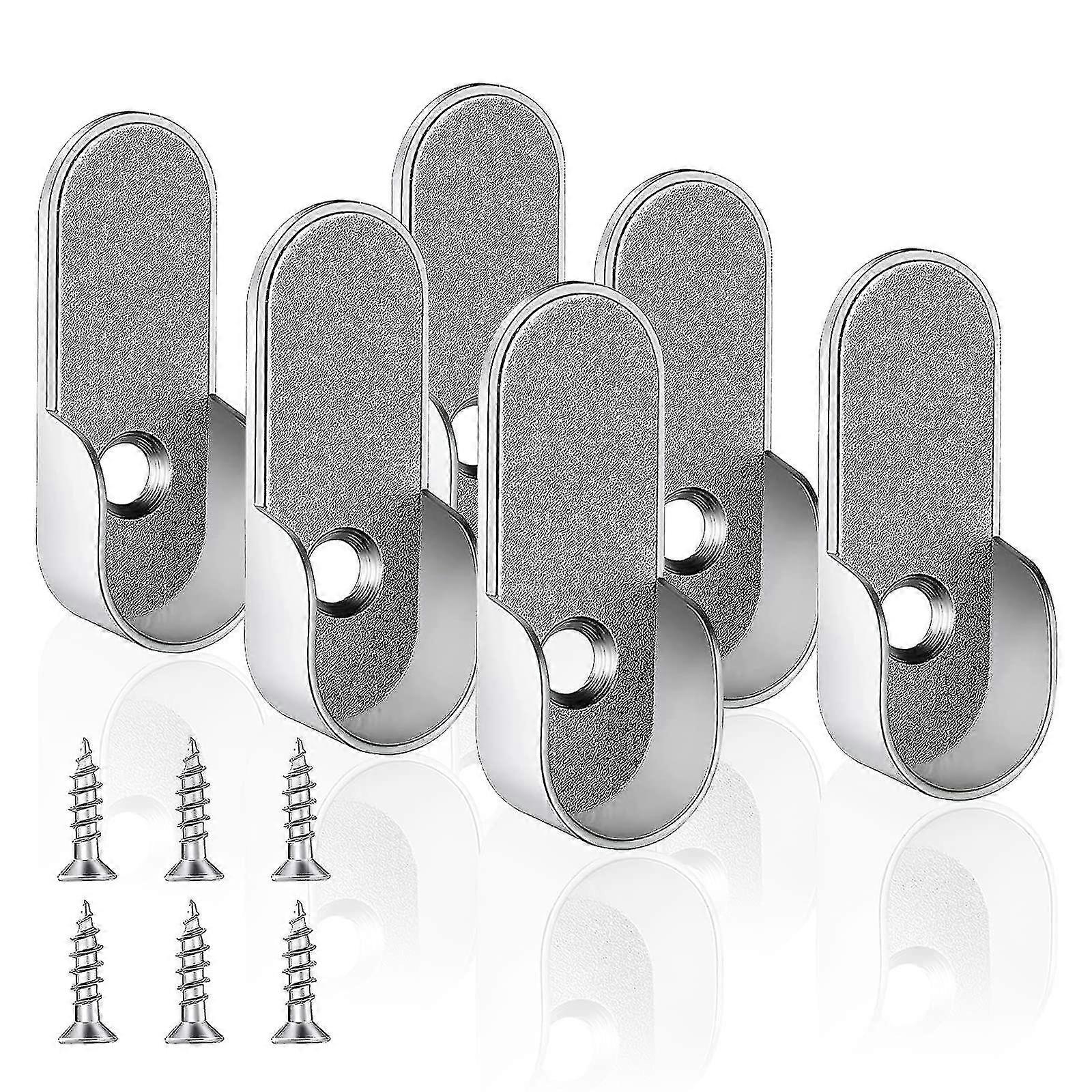 Set Of 6 Clothes Rail Brackets, Wardrobe Tube Stora, Coat Rack, Round Tube Bracket, El Silver Bracket And 6 Screws (diameter 15 Mm)