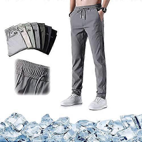 Men's Fast Dry Stretch Pants,Ice Cool Breathable Pants Running Jogger Drawstring Sweatpants with Pockets,100% New