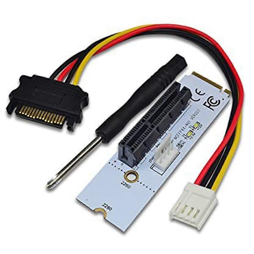 NGFF M.2 to PCI-E 4X Riser Card M2 Key M to PCIe X4 Adapter with LED Voltage Indicator for ETH Mini