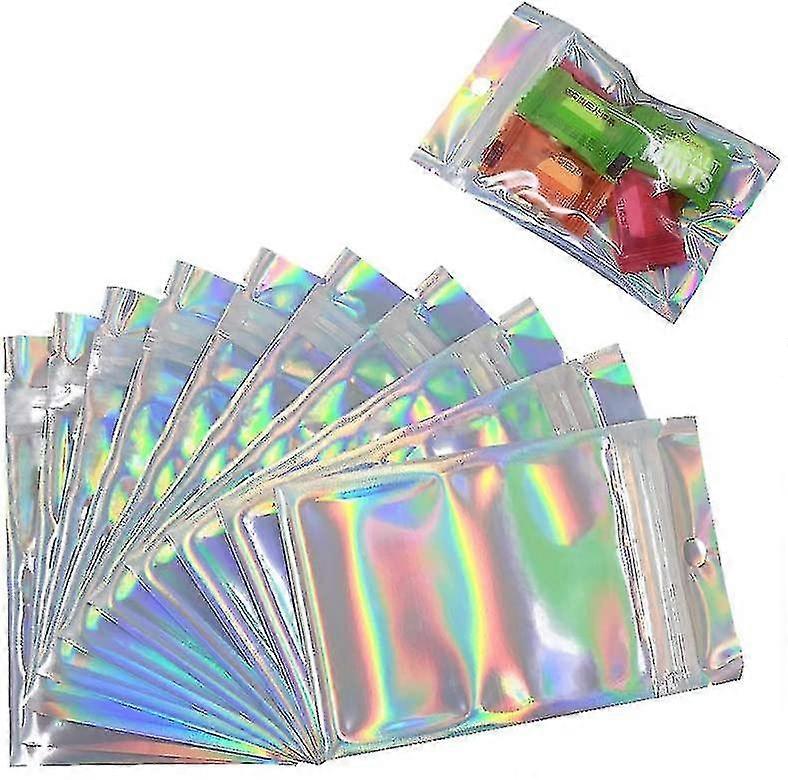 40 Pcs Large Resealable Smell Proof Mylar Bags. Holographic Color Foil Ziplock H