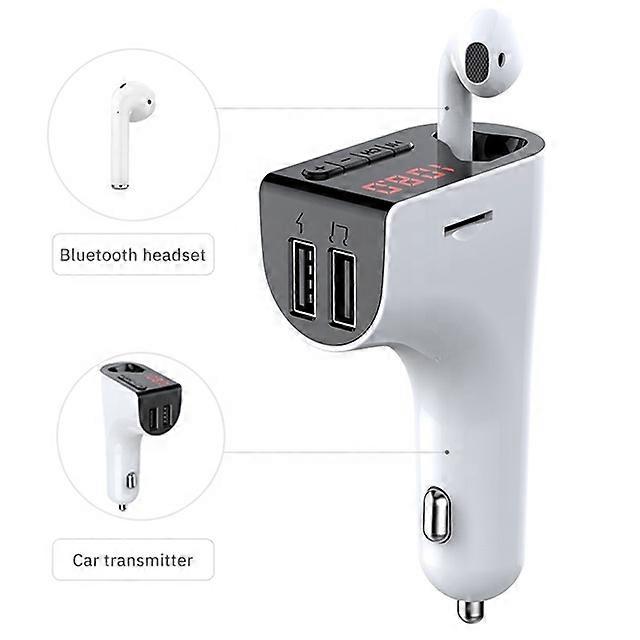 V14 Wireless Bluetooth Receiver Car Kit FM Transmitter Radio Adapter USB Charger with BT Headset Handfree Earphone Kit