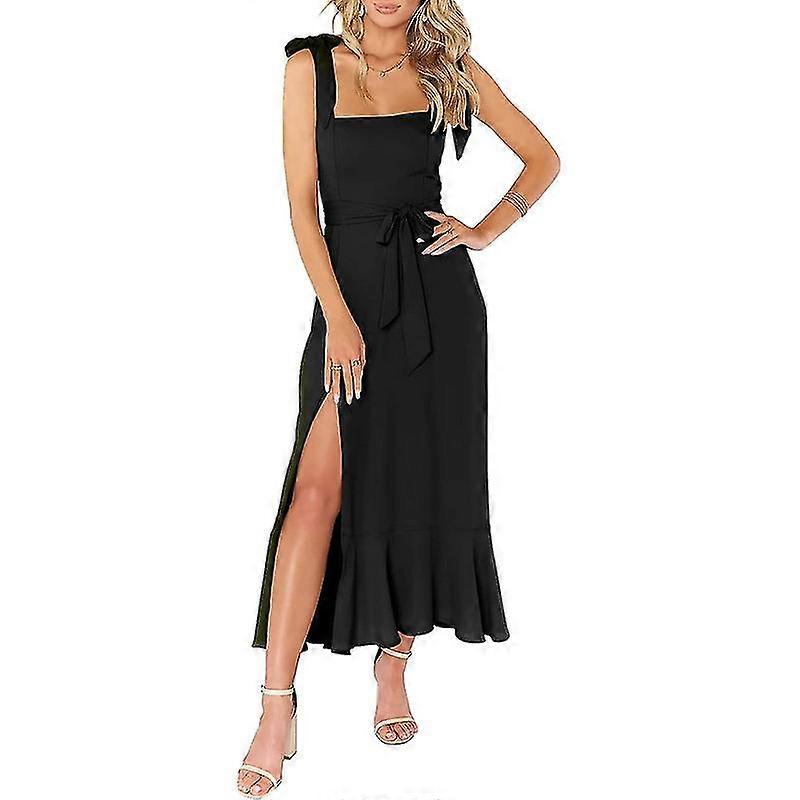 Women's Bridesmaid Dresses, Square Neck Split Midi Formal