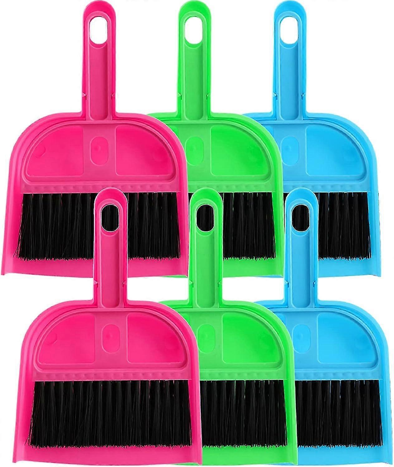 6 Pack Mini Dust Pan And Brush Set, Mini Hand Broom Dustpan Set For Table, Desk, Countertop, Keyboard, Cat, Dog And Other Pets Banmo