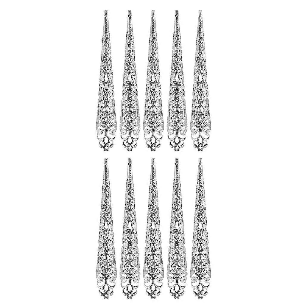 10Pcs doigt griffe bagues ensemble ongle pointe griffe anneaux pour costume de reine ancienne