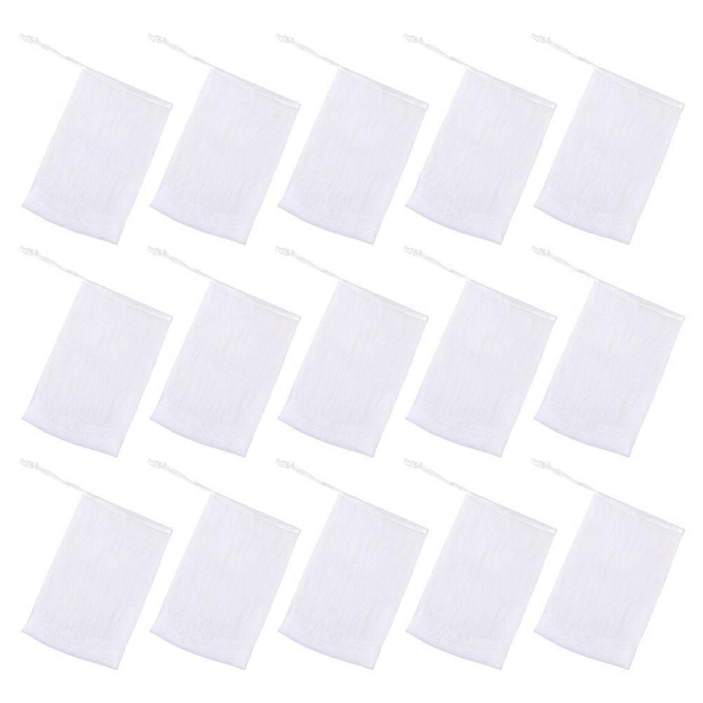 50pcs Mesh Soap Pouch Bubble Making Net Bag Cleansing Foaming Nets (White)