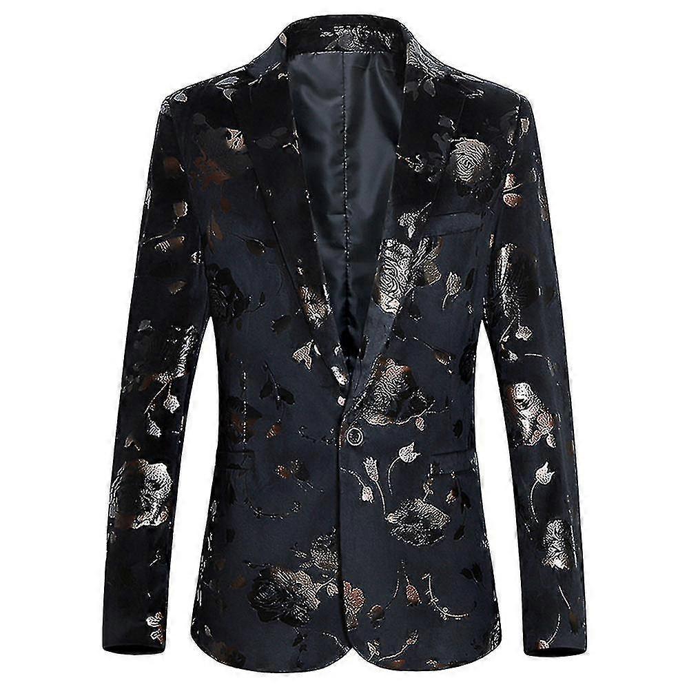 Heren Casual Bronzing Bedrukte Gekerfde Revers One-button Blazer