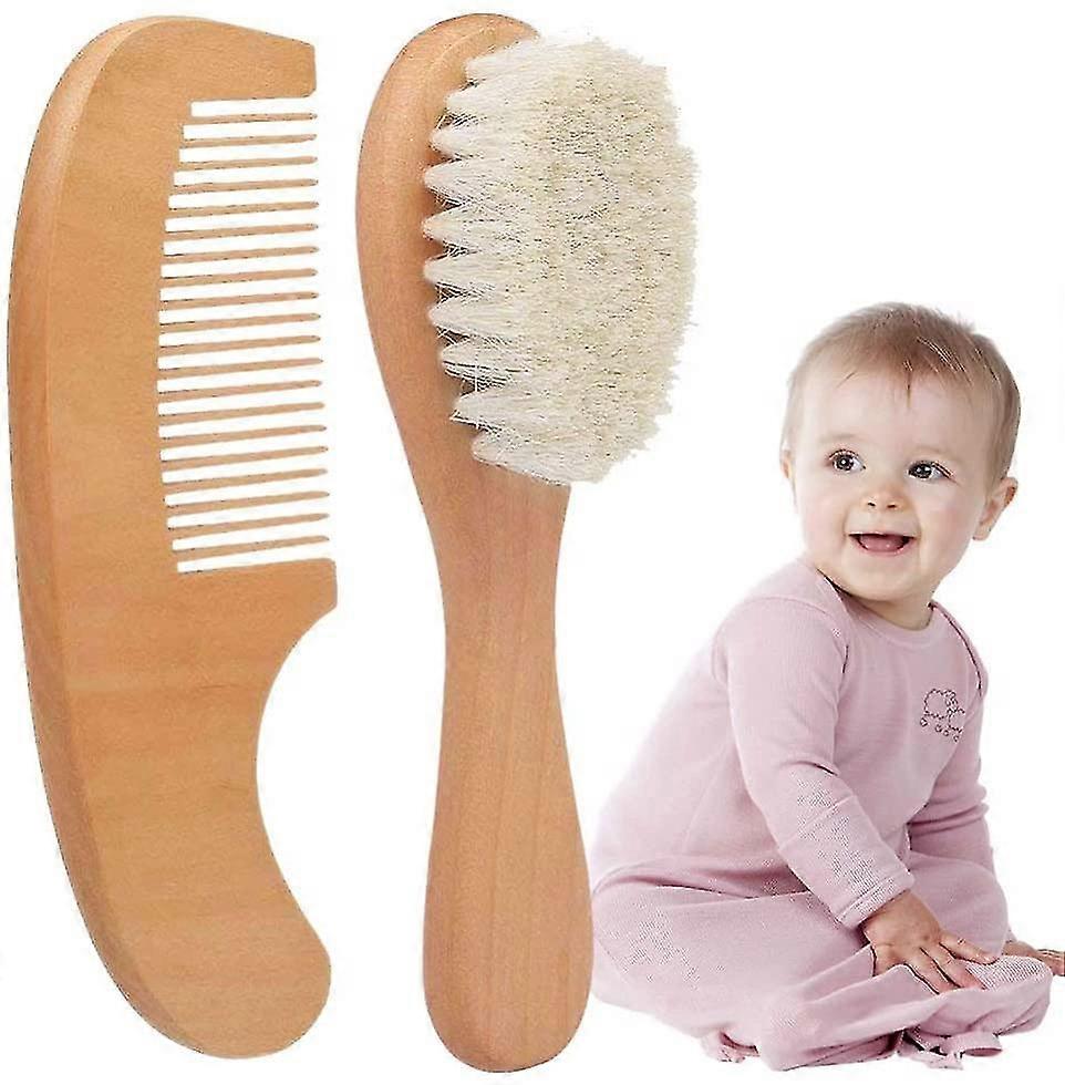 2 pacotes de escovas de bebê e pentes de madeira natural
