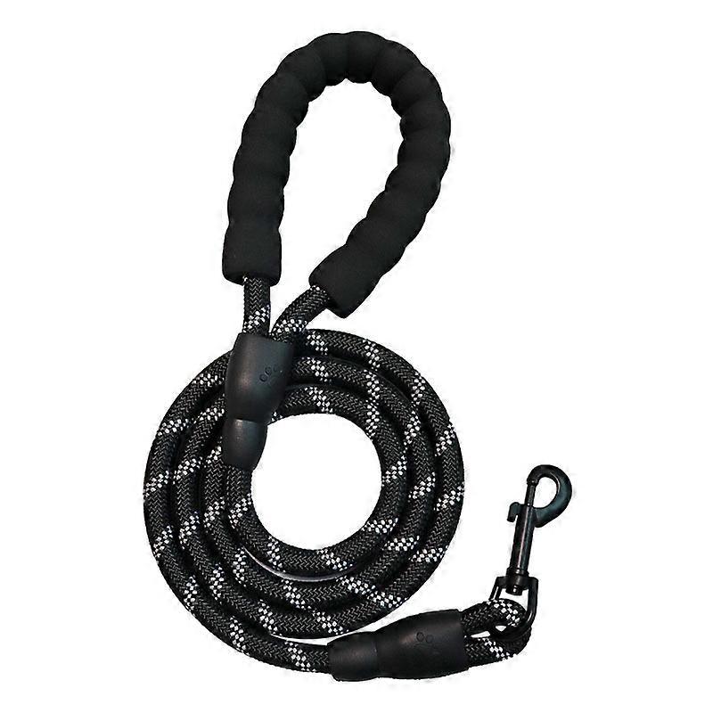 Reflective Rope Leash (Black) with Padded Handle, 1.2m Reflective Leash for Medium Dogs, 1.0cm