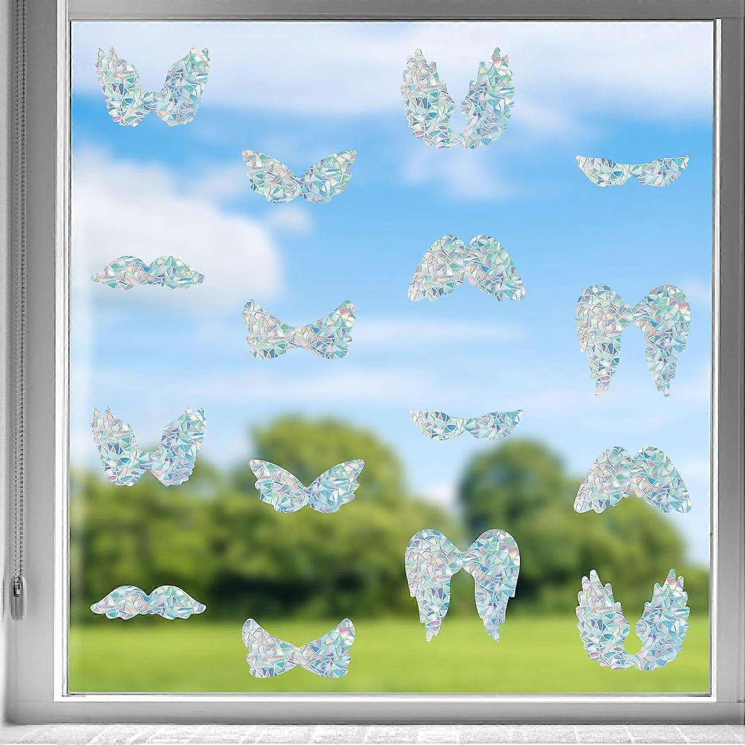 16Pcs Waterproof PVC Colored Laser Stained Window Film Static Stickers Electrostatic Window Decals Wing 350x840mm