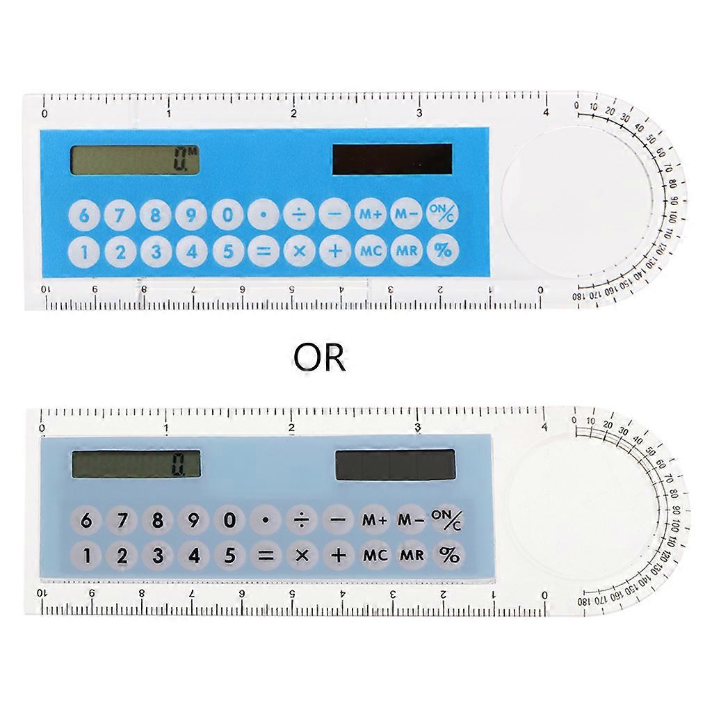 Pocket Basic Calculator with Magnifier Solar Ruler for Student School Supplies