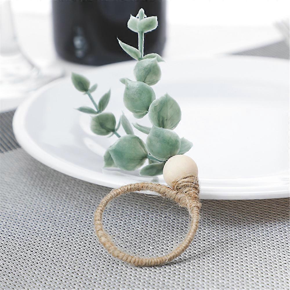 Easter Napkin Rings Rustic Eucalyptus Leaf Wooden Bead Farmhouse Spring Napkin Ring Holder for Family Dining Banquet Wedding Christmas Table Decor