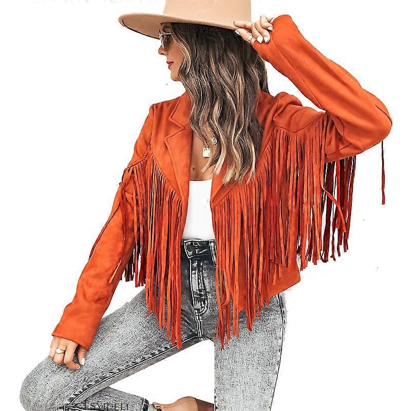 Women Suede Tassel Jacket Motorcycle Jacket