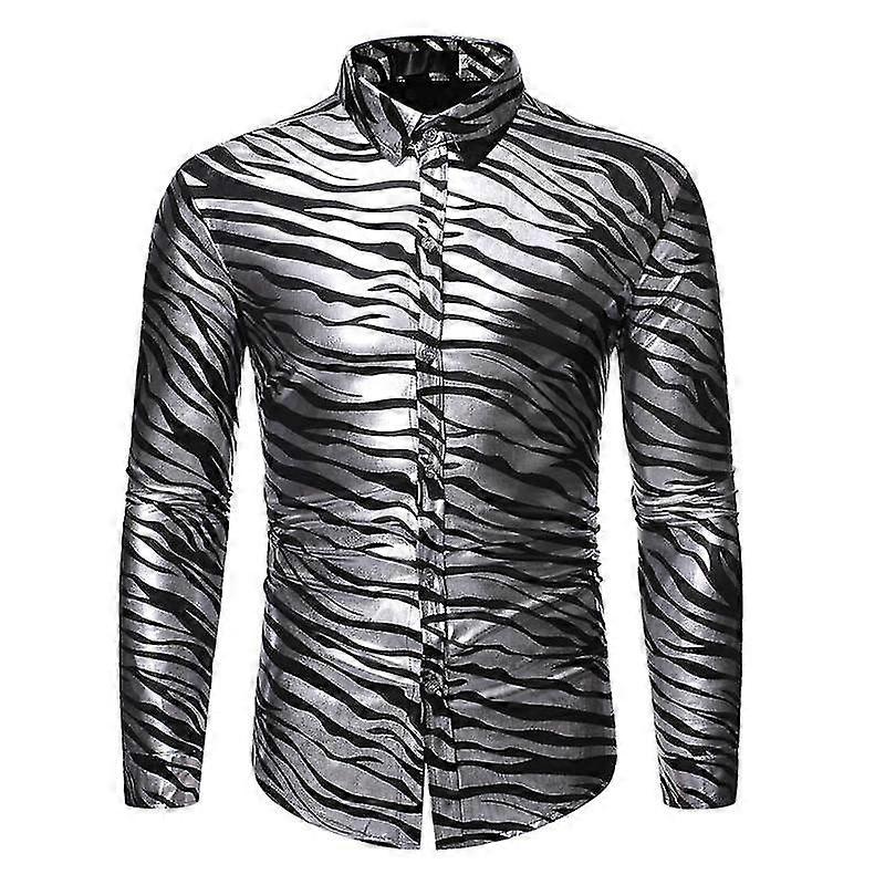 Men's Tiger Printed Shirts Long Sleeve Button Down Shirts