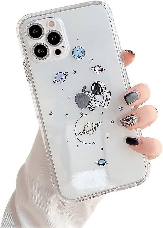 Compatible with iPhone 13 Pro Max Case for Clear Creative Astronaut Cute Cartoon Pattern for Boys Girls Soft TPU Protective Slim Shockproof Case for i