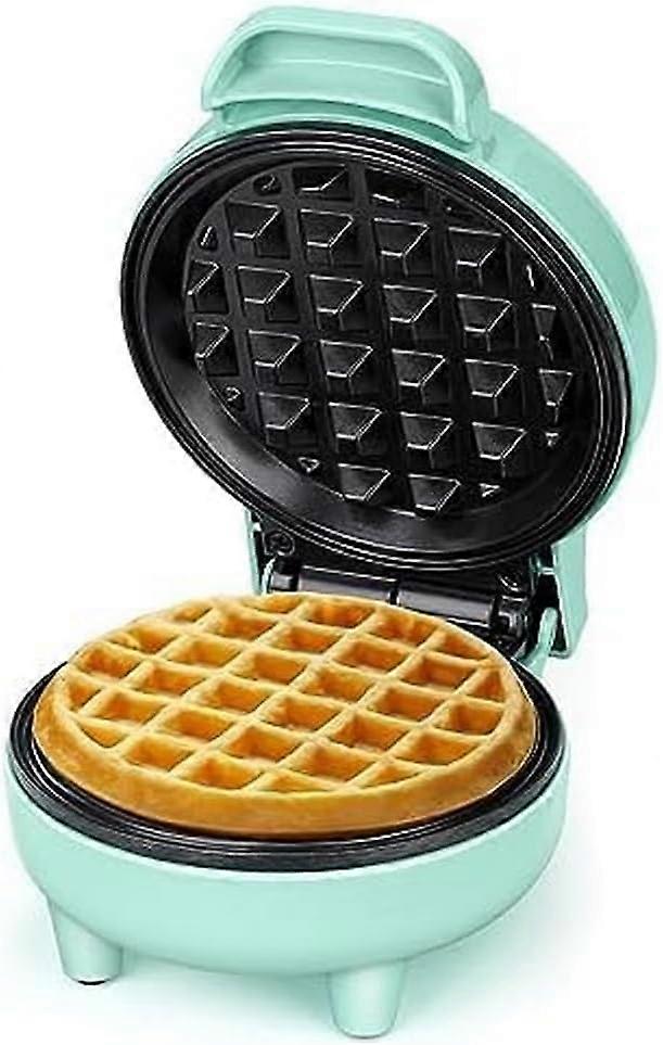 Green Mini Waffle Maker,Waffle Iron, Ready Indicator Light, Non Stick Coating, Cool Touch Handle, Compact Small