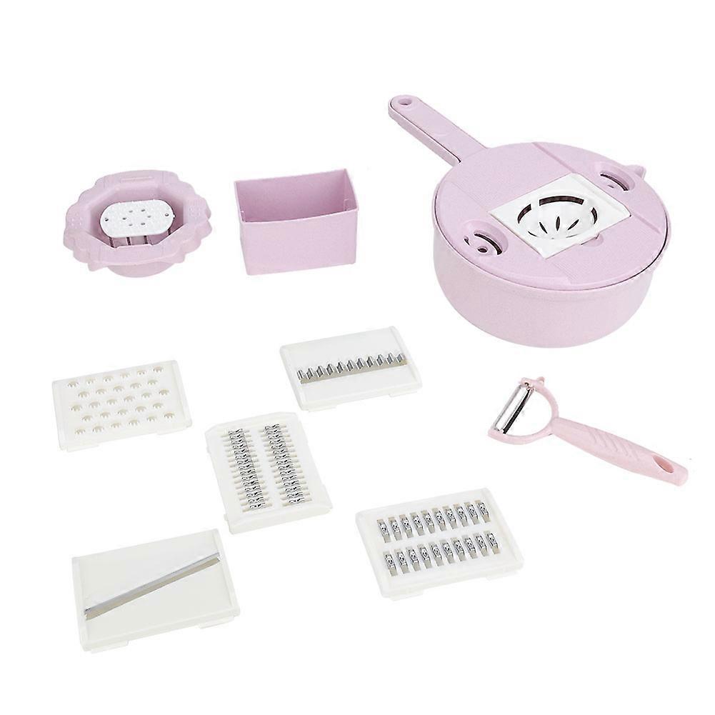 12pcs Multifunction Round Vegetable Grater Cutter With Potato Peeler Egg Separatorpink