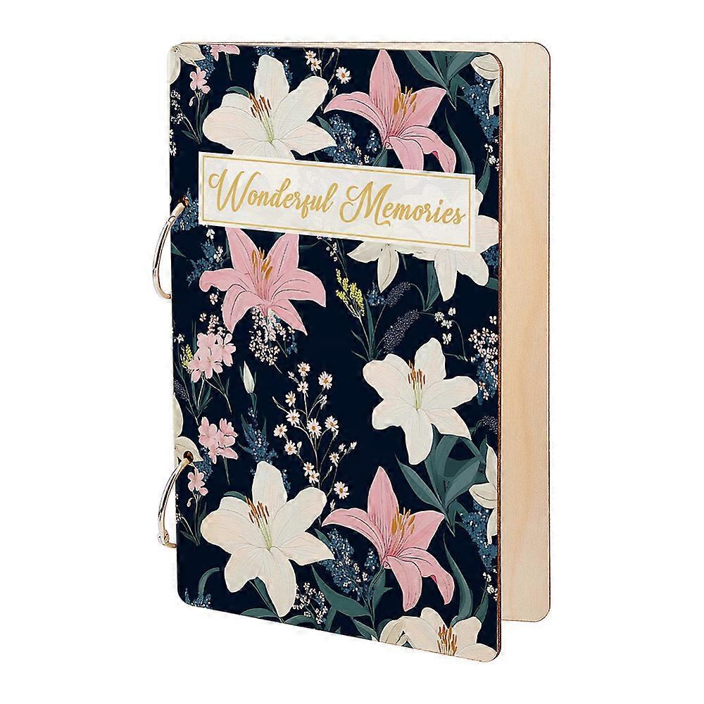 木制2环活页夹明信片Phote专辑封面花240x160x2.5mm 孔径：5mm 2pcs/set