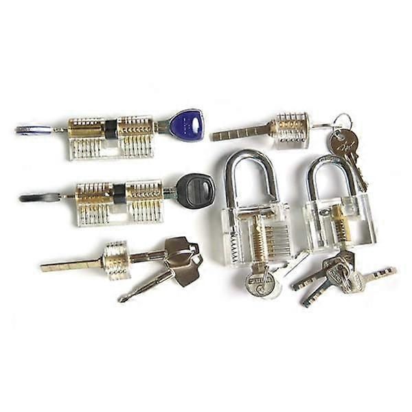 6Pcs Transparent Practice Padlock Kit Locksmith Practice Training Skill Set