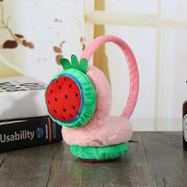 Hiver chaud Cache-oreilles Garçons et filles Mignon Dessin animé Fruits Fraise Pastèque Ananas Peluche Oreillettes Cache-oreilles