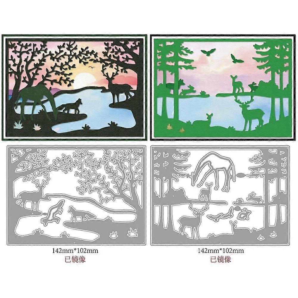 Lake Theme Carbon Steel Cutting Dies Stencils for DIY Scrapbooking Photo Album Decorative Embossing Paper Card Stainless Steel Color 102x142x0.8mm 2pc