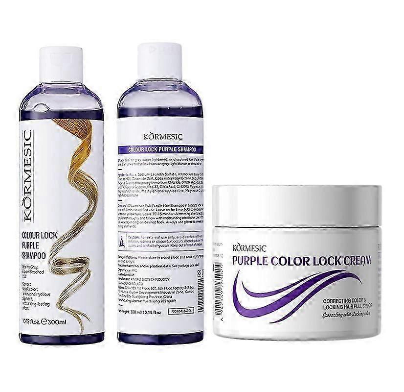 Colour Lock Shampoo Viola + Maschera per Capelli Viola, Trattamento Balsamo Profondo, Neutralizza i Toni Ottone e Giallo, Per Biondi, Argento, Grigio e Ha Evidenziato