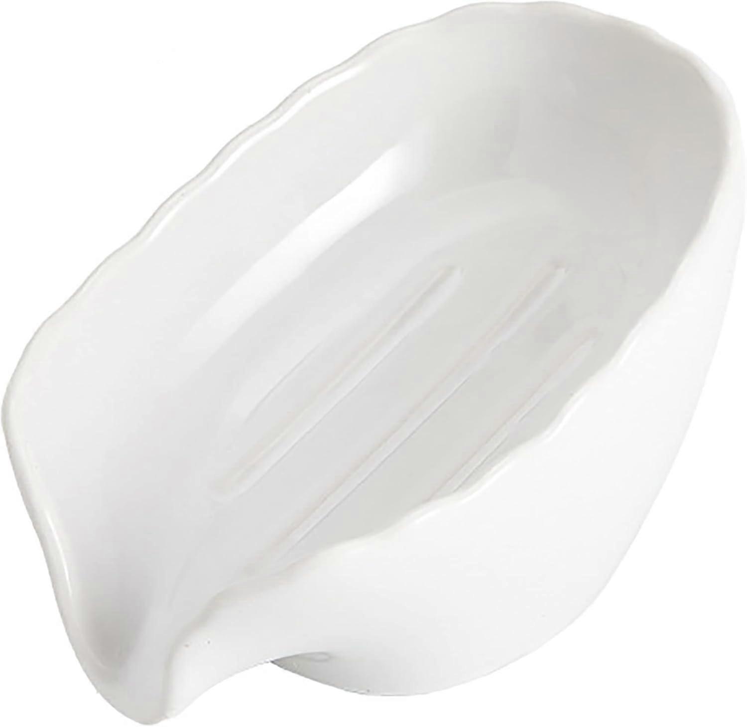 Self Draining Easy Clean Soap Holder for Bathroom, Durable Plastic Design, Suitable for Shower and Sink, Modern White Color