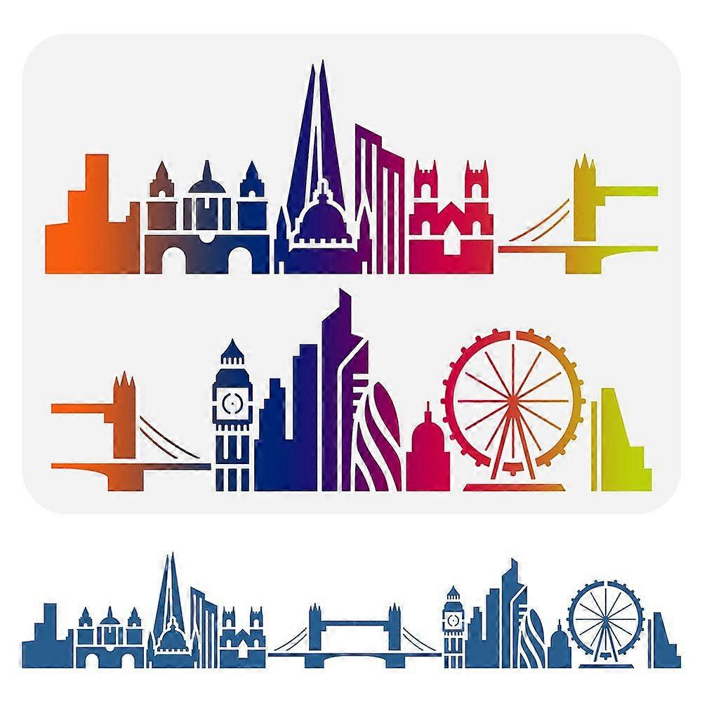 1pc Plastic Drawing Painting Stencils Templates for Painting on Scrapbook Fabric Tiles Floor Furniture Wood Rectangle London 29.7x21cm