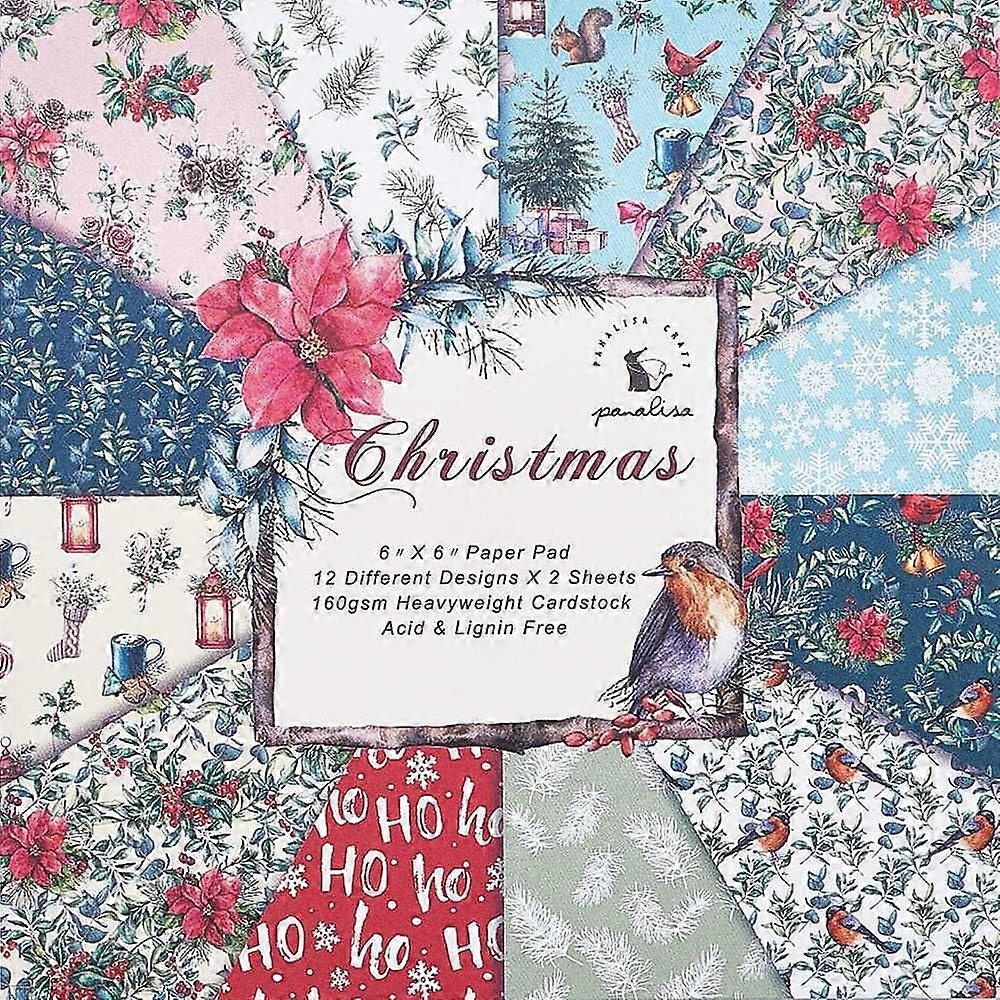 24Pcs 12 Styles Scrapbook Paper Pads for DIY Album Scrapbook Background Paper Diary Decoration Mixed Shapes 152x152x0.1mm 2pcs/style
