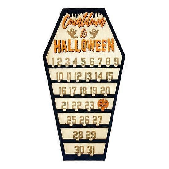 Halloween Advent Calendar Wooden Countdown to Halloween Ornament with Movable Pumpkin Block
