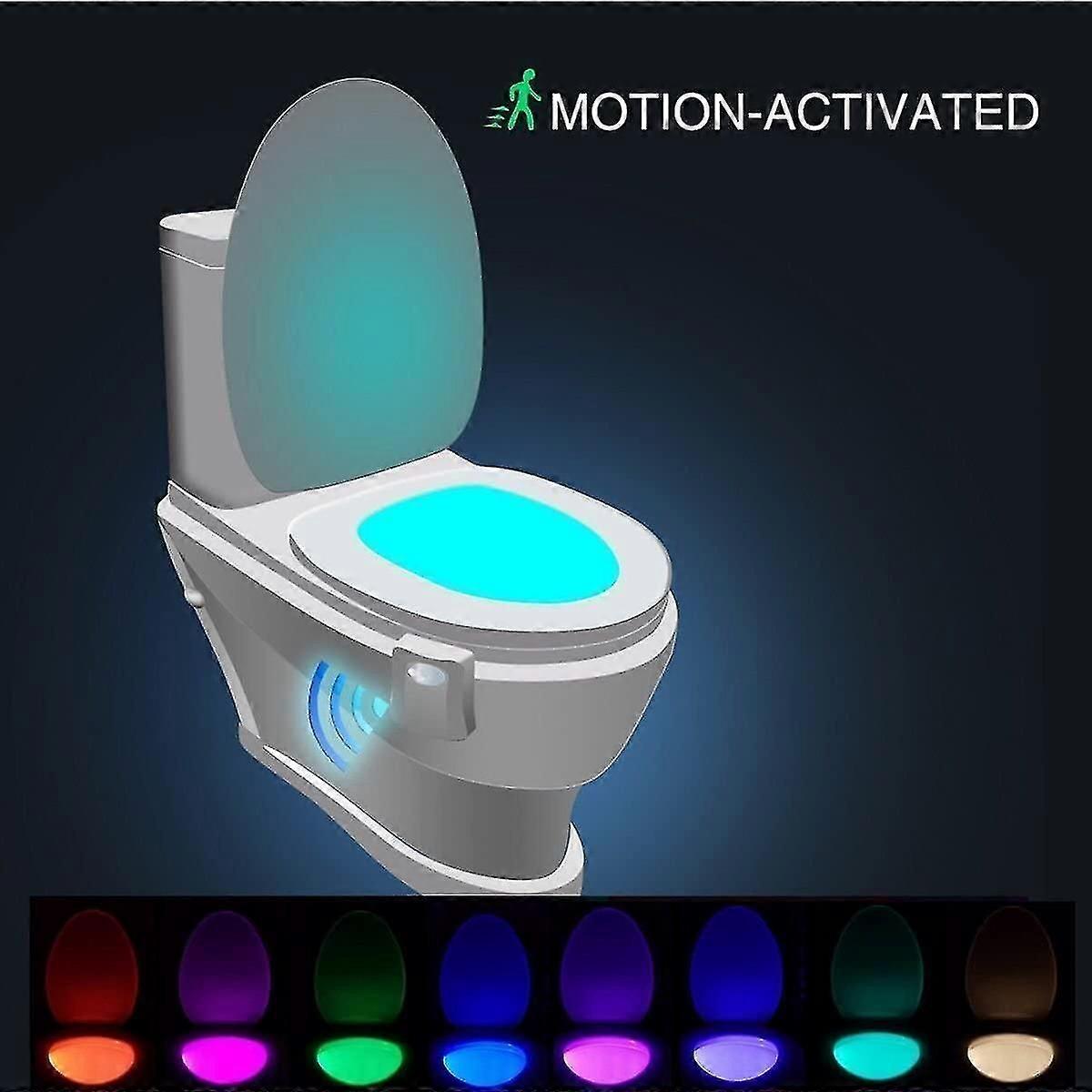 Toilet Lamp, Led Nightlight For Wc Bathroom Sensor Pir Detector 8 Color Change Lighting (only Activated In The Dark)