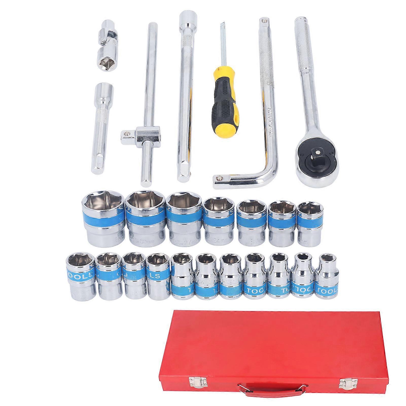 25Pcs Impact Socket Set 8 to 32mm 1/2in Drive Metric Socket Wrench Set for Home Garage DIY