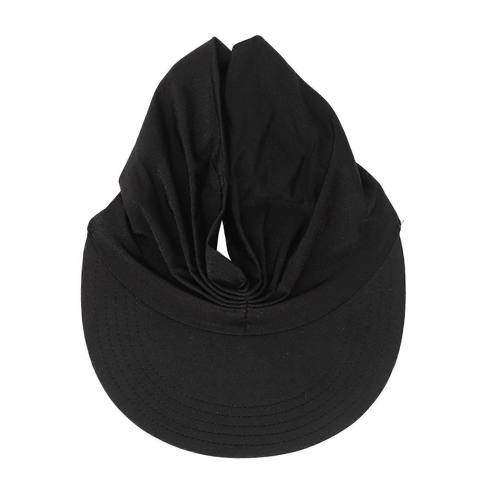 Empty Top Hat 56?65cm Black Breathable Elastic Summer Wide Brim Hat for Sun Protection