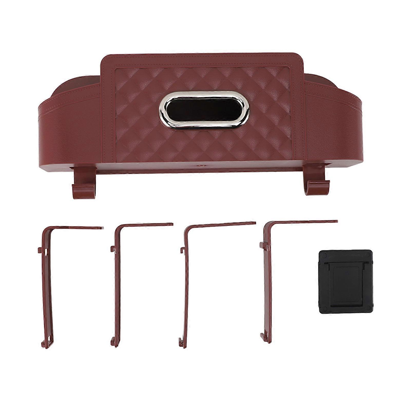 Car Back Seat Organizer Plastic Multifunctional Storage Box Burgundy