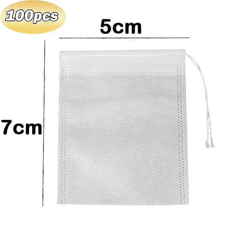 100pcs Disposable Tea Bags, Food-Grade Non-Woven Fabric, Tea Filter Bags with String, Heat Seal, Spice Filters, Convenient Teabags