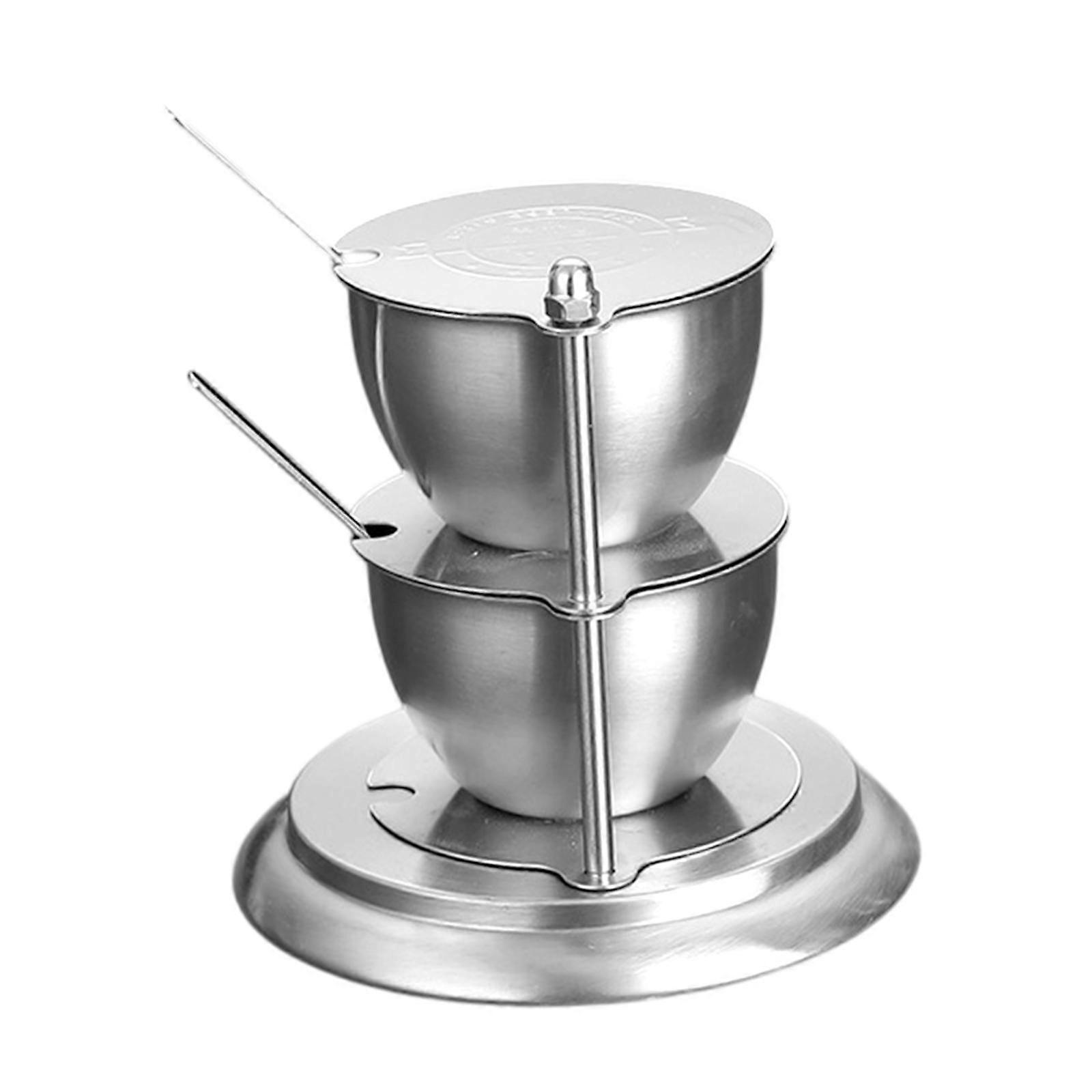 Condiment Pot Stainless Steel Practical Space Saving with Lid Seasoning Jar with