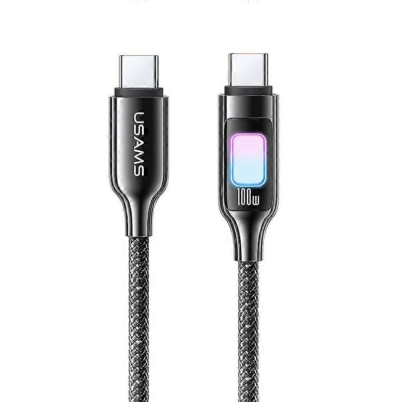 USAMS SJ750 100W Type-C / USB-C to Type-C / USB-C Zinc Alloy Data Cable with Colorful Light Type-C to Type-C