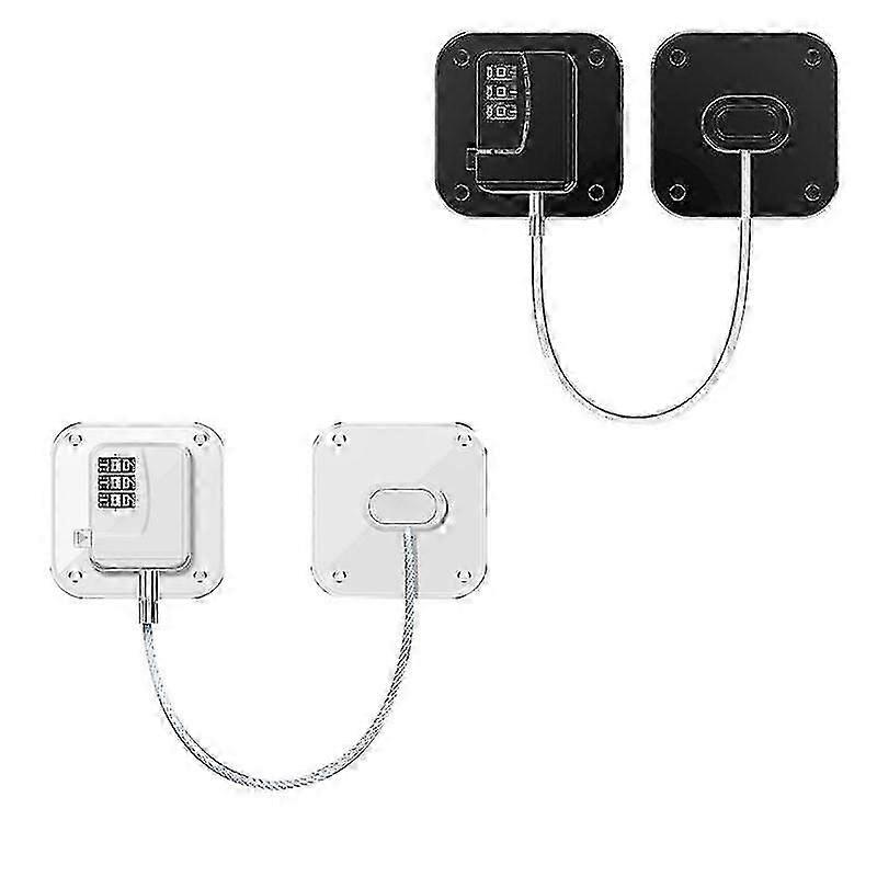 2er-Pack Kühlschrankschloss, robustes Kombinationsschloss für Kühlschrank, Schwarz + Weiß