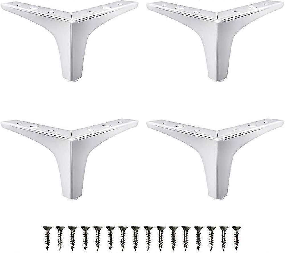 4-pak mat sølv metal møbelben, 6-tommer sofafødder