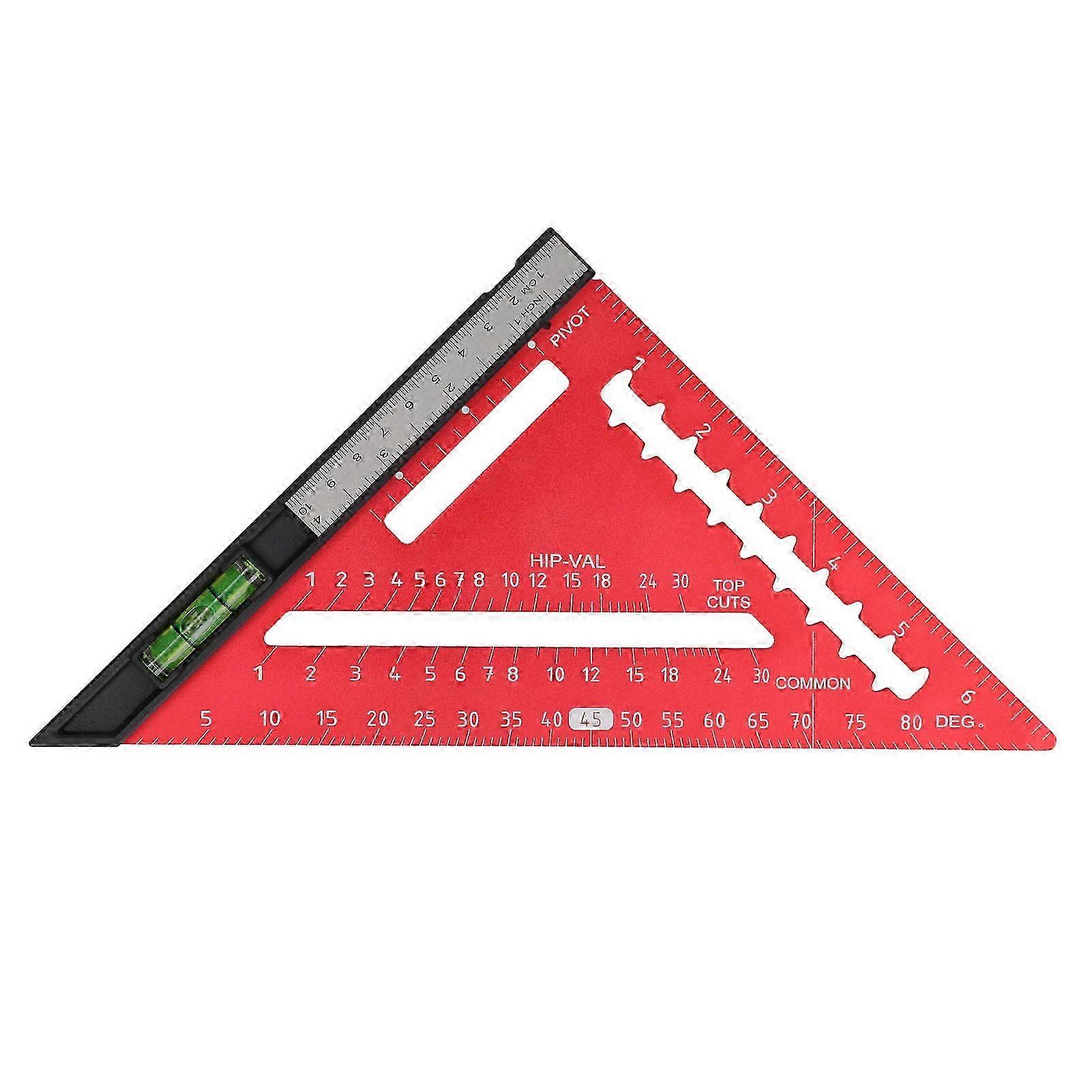 7 Inch Rafter Square with Level High Accuracy Aluminum Alloy Detachable Triangle Square Ruler for Woodworking Red
