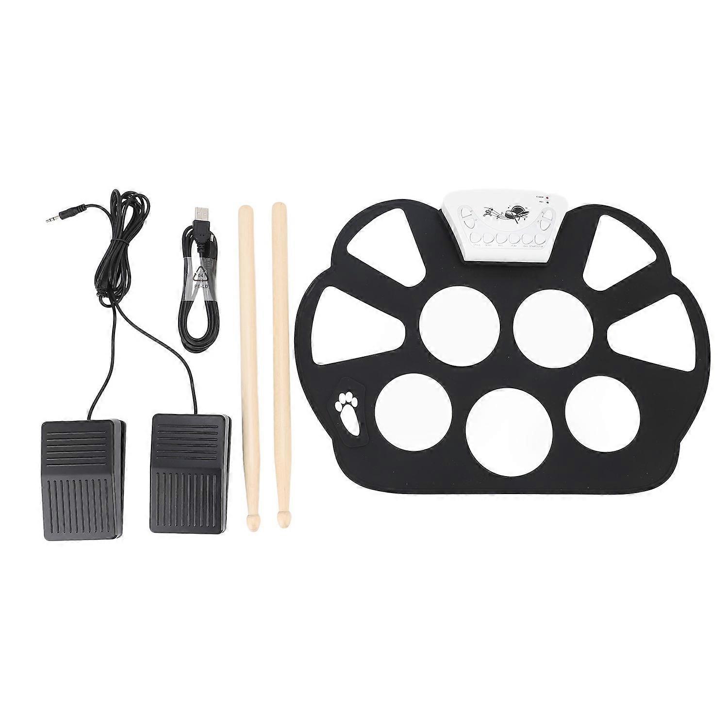 Hand Rolled Drum Pad Portable Electronic Drum Pad Foldable Silicone Hand Roll Electronic Drum Jazz D