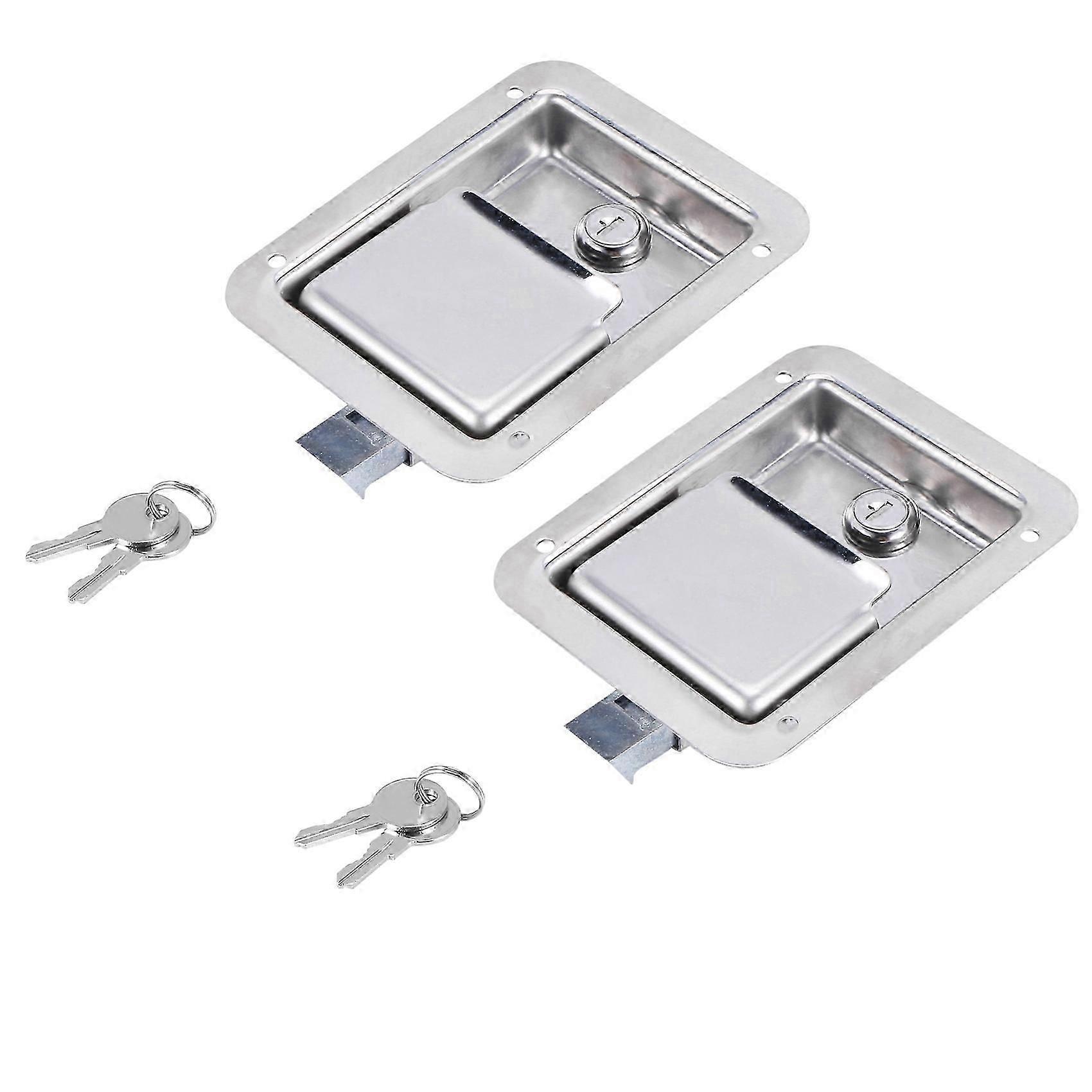 Hardware 2 Pack Stainless Steel Paddle Latch With Lock & Key - Flush Single Point Handle For Door Trailer RV JN