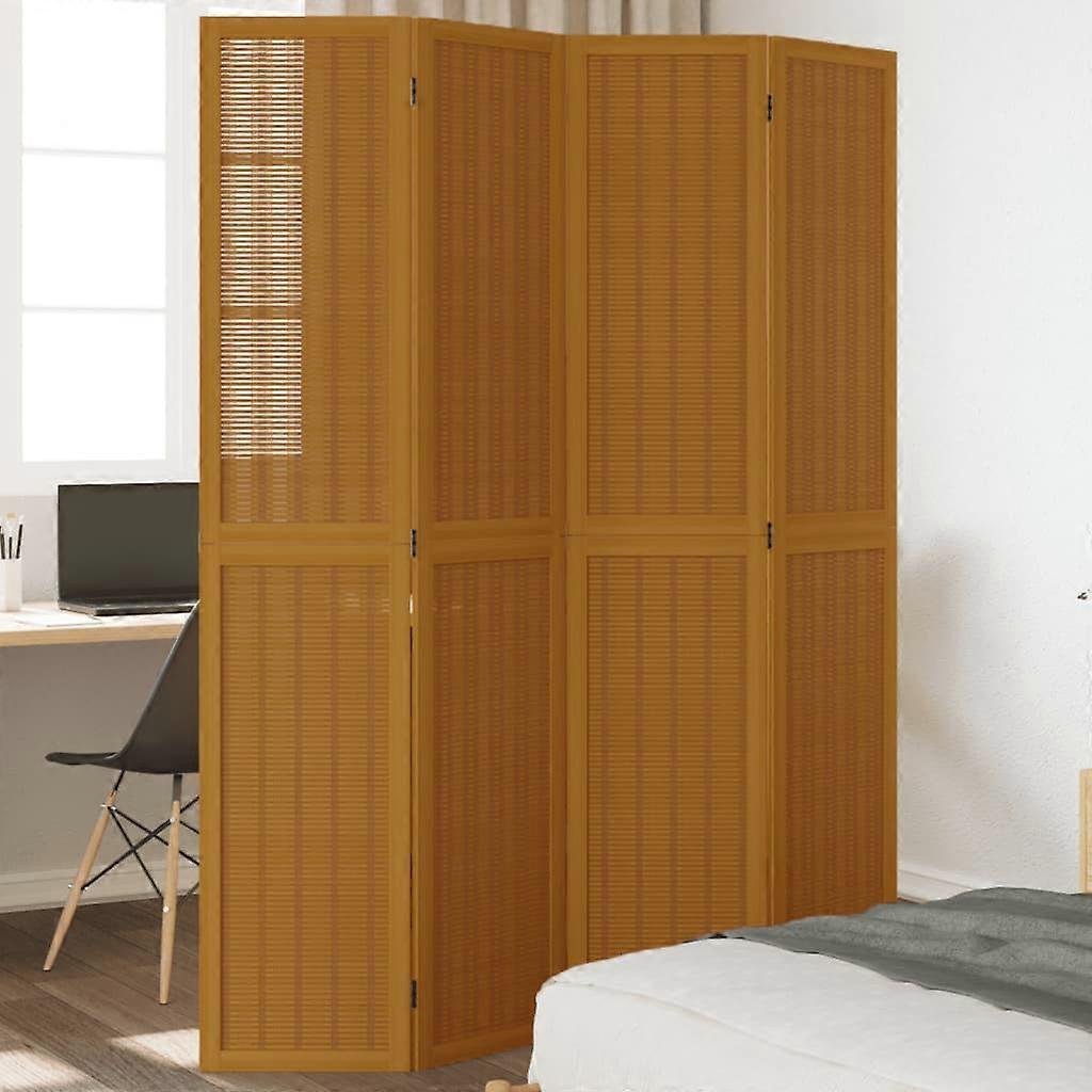 4 pcs. Room divider brown solid wood Paulownia