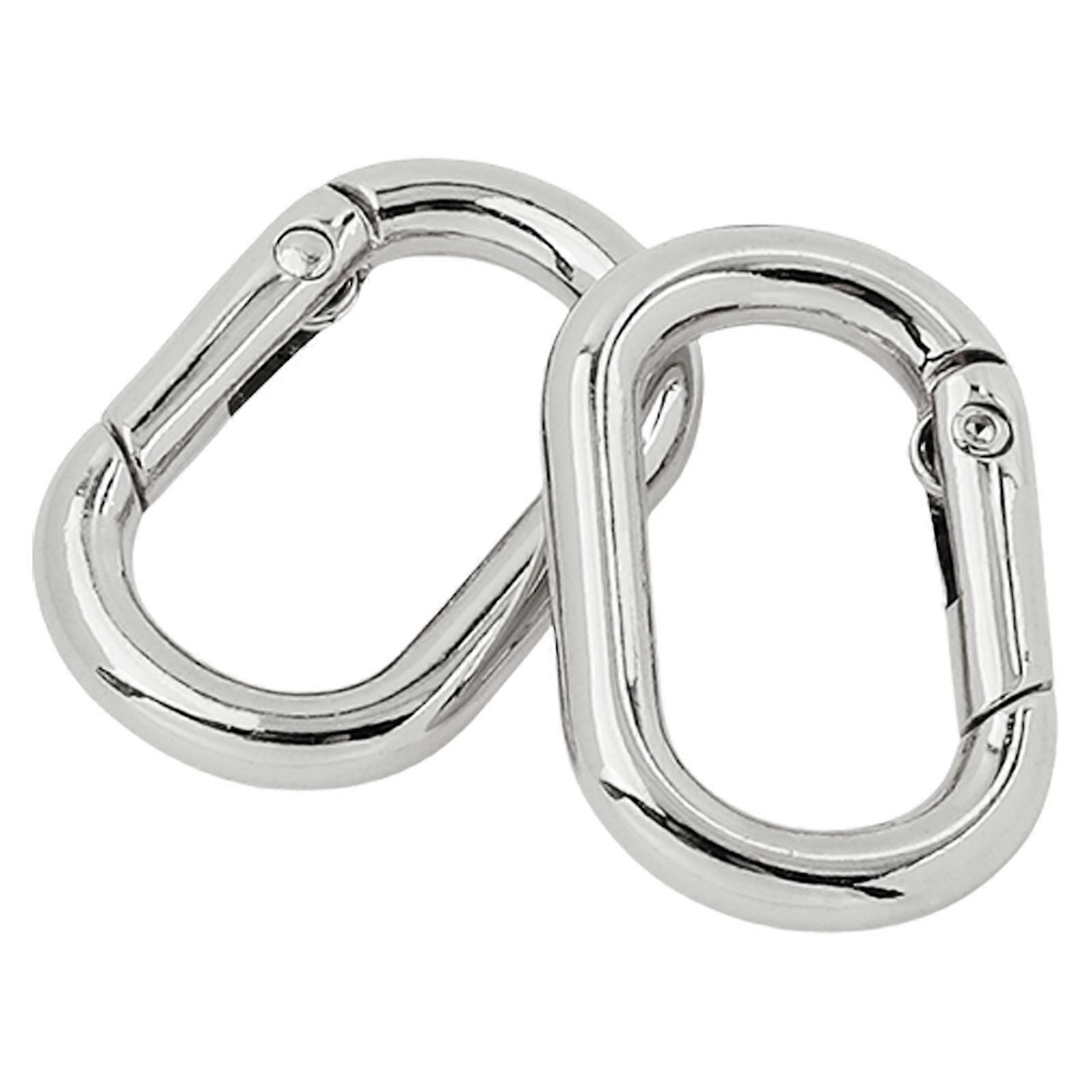 2 Pcs/Set Oval Rings Buckle Multifunctional Spring Oval Rings Spring Keyring Buckles for Keychain Handbag Purses Belts Silver 6 points