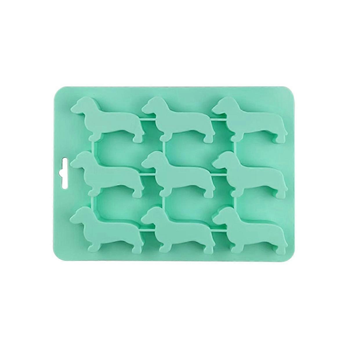 Silicone Dachshund Puppy Shaped Ice-Cube Chocolate Cookie Mold,Green