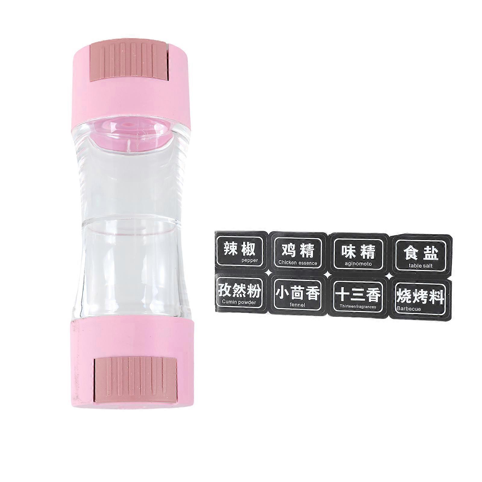 0.5g Metering Salt Shaker Press Type Dispenser Double Headed Spices Bottle Plastic Texture for Precise Seasoning Control   pink