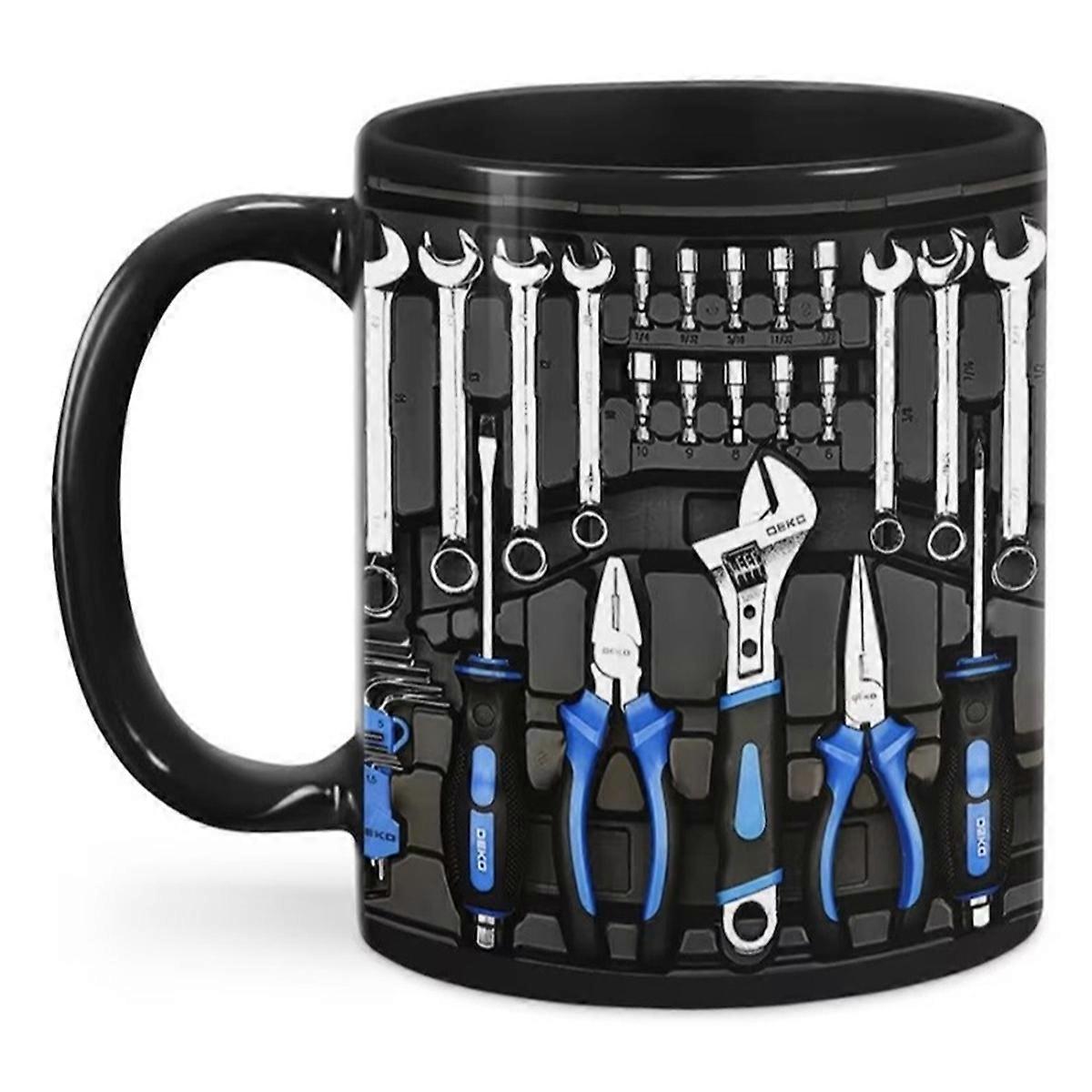 Toolbox Set Mug Funny Coffee Cup for Mechanics Large Capacity Ceramic Tea Mug for Beer Whiskey Wate
